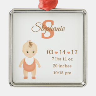 Ornement En Métal Bébé fille Faire-part de naissance