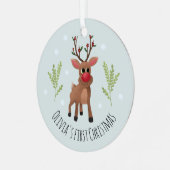 Ornement En Métal Bébé Filles Premier Noël Rudolph Reindeer & neige (Avant gauche)