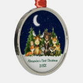 Ornement En Métal Bébé Première forêt de Noël Animaux ronde (Droite)