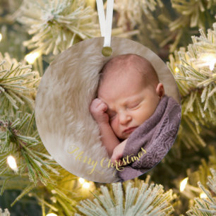 Ornement En Métal Bébé sur mesure Garçon 1er Noël Photo DO-IT-YO