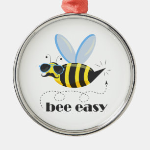 Ornement En Métal Bee caractère avec mustache lunettes de soleil Bee