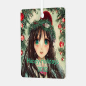 Ornement En Métal Belle Anime Fille de Noël (Avant gauche)