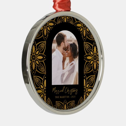 Ornement En Métal Belle Botanique Marié Noël Photo Noir (Droite)