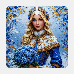 Ornement En Métal Belle jeune fille de neige