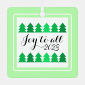 Ornement En Métal Belles rangées d'arbres de Noël verts Joie Année p (Recto)