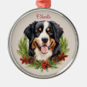 Ornement En Métal Bernese Mountain Christmas Pet Memorial Chien race (Devant)