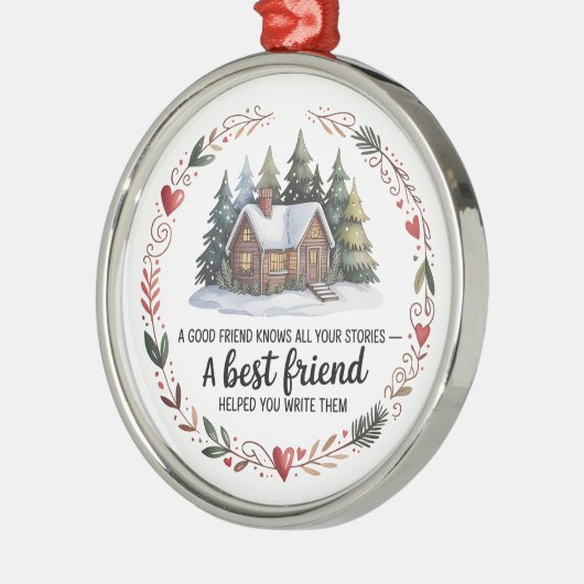 Ornement En Métal Best Friend Christmas Ornament | Snowy Tree Design (Gauche)
