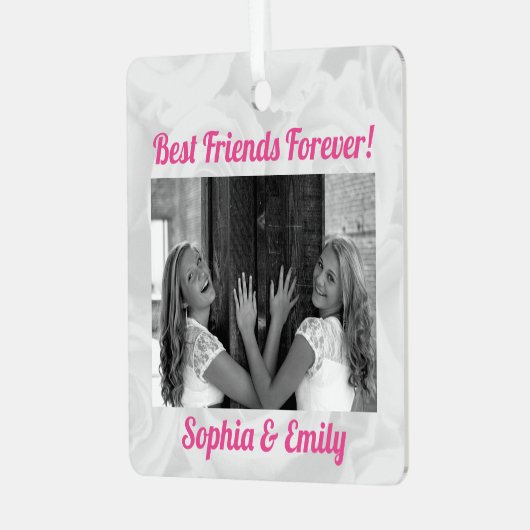 Ornement En Métal Best Friends Besties BFF Joli Noël rose (Avant gauche)