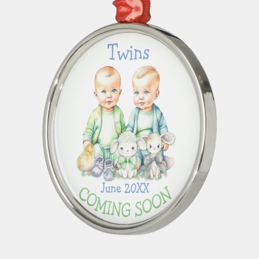 Ornement En Métal Bientôt Des Jumeaux Prochainement Faire-part (Gauche)