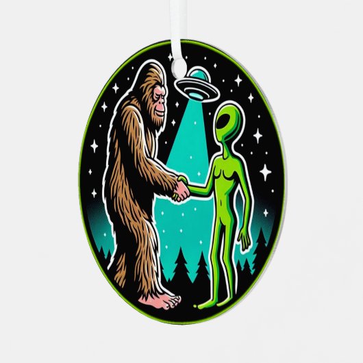 Ornement En Métal Bigfoot Alien Alliance - Funny Scifi Cryptid (Avant gauche)