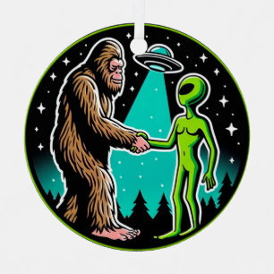 Ornement En Métal Bigfoot Alien Alliance - Funny Scifi Cryptid