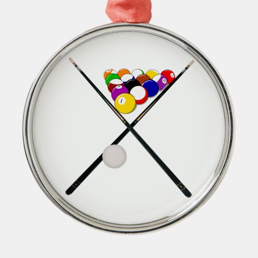 Ornement En Métal Billiard Pool Balls et Cues (Devant)