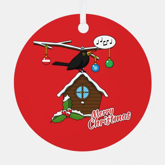Ornement En Métal Bird House Joyeux Noël (Verso)