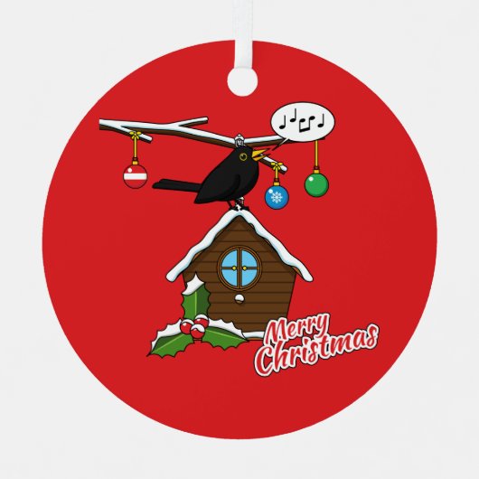 Ornement En Métal Bird House Joyeux Noël (Recto)