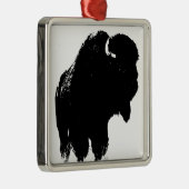 Ornement En Métal Bison de bison noir et blanc Pop Art (Droite)