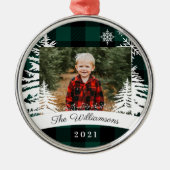 Ornement En Métal Bison vert Plaid Pine Rustique Arbres de la famill (Devant)