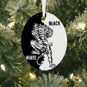 Ornement En Métal Black and white luggage tag trifold wallet