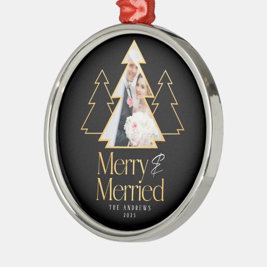 Ornement En Métal Black & Gold Christmas Tree photo nouvellement app (Gauche)