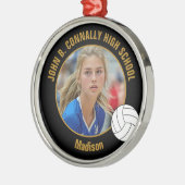 Ornement En Métal Black Gold Volleyball Player Photo Christmas (Gauche)