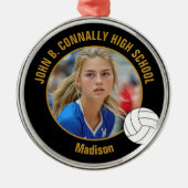 Ornement En Métal Black Gold Volleyball Player Photo Christmas (Devant)