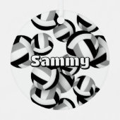 Ornement En Métal black gray volleyballs w athlete name keepsake (Recto)