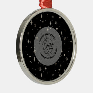 Ornement En Métal Black Jolly Christmas Business Logo Élégant Chic