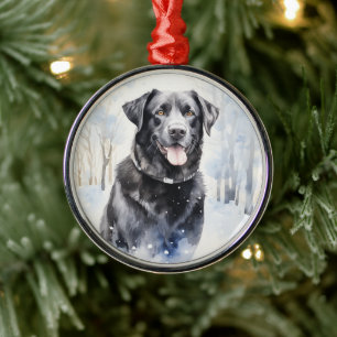 Ornement En Métal Black Lab Winter Wonderland