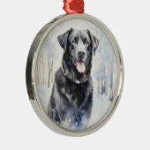 Ornement En Métal Black Lab Winter Wonderland (Droite)