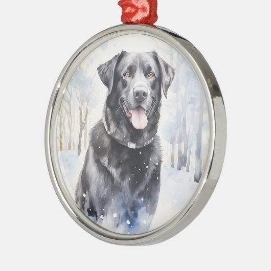 Ornement En Métal Black Lab Winter Wonderland (Gauche)