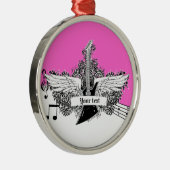 Ornement En Métal Black white hot pink electric guitar with wings (Droite)