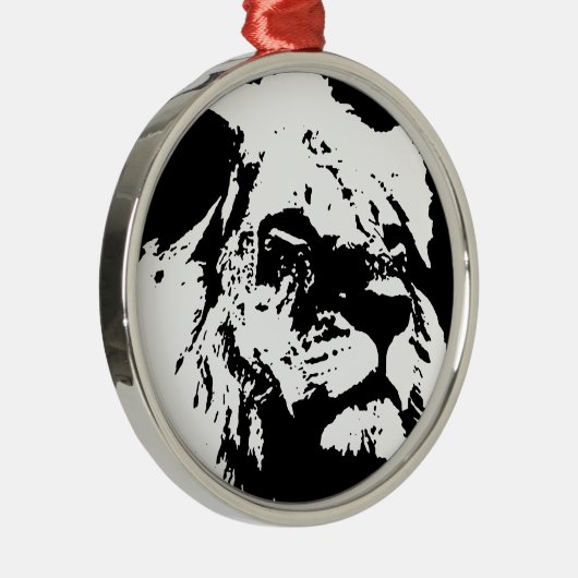 Ornement En Métal Black & white lion pop art (Droite)