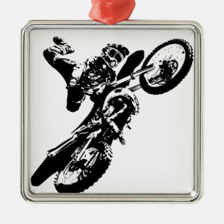 Ornement En Métal Black White Pop Art Motocross Motorcyle Sport