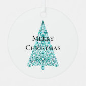 Ornement En Métal Blanc Aqua Bleu sapin de Noël (Recto)