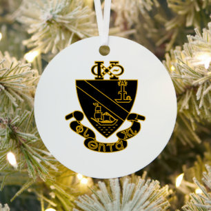 Ornement En Métal Blason de Phi Chi Theta Or et Noir
