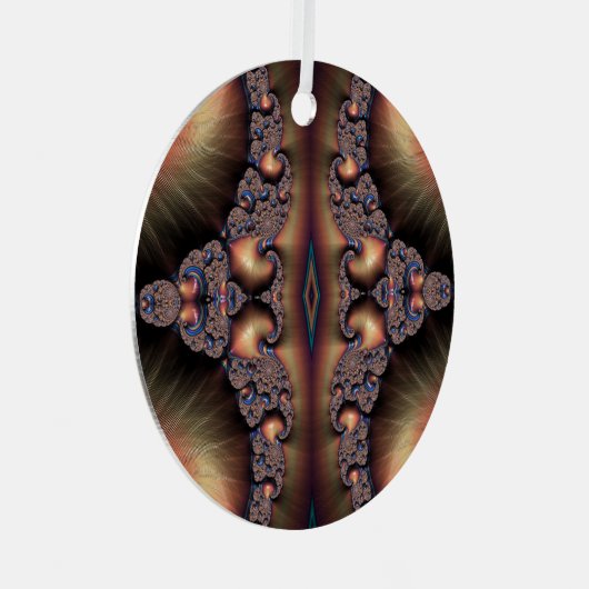 Ornement En Métal Bleu Banded Golden Escargot Fractal Abstrait (Avant droite)