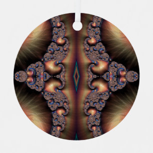 Ornement En Métal Bleu Banded Golden Escargot Fractal Abstrait