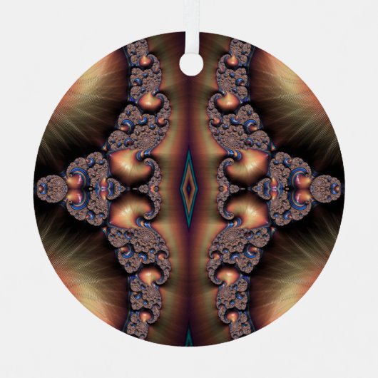 Ornement En Métal Bleu Banded Golden Escargot Fractal Abstrait (Recto)