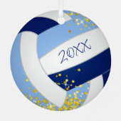 Ornement En Métal bleu blanc volley minuscule or étoiles accent (Verso)