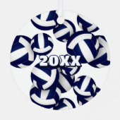 Ornement En Métal bleu marine volleyballs blanc nom de l'athlète (Verso)