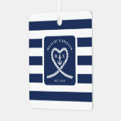 Ornement En Métal Bleu Nautique Rope rayé Ancre coeur Noël (Avant gauche)