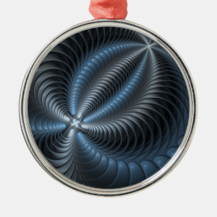 Ornement En Métal Bleu plastique gris art fractal 3D abstrait modern