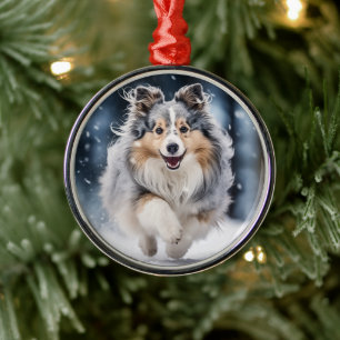 Ornement En Métal Blue Merle Sheltie