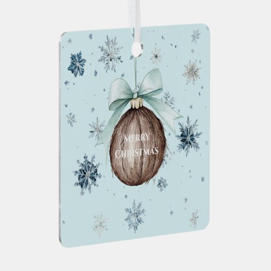 Ornement En Métal Blue Snowflakes Christmas Coconut Bow (Avant droite)
