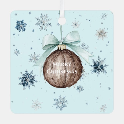 Ornement En Métal Blue Snowflakes Christmas Coconut Bow (Recto)