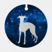 Ornement En Métal Blue Star Lights Whippet Chien Noël (Recto)