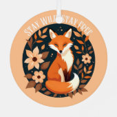 Ornement En Métal Boho Fox "Stay Wild, Stay Free" Woodland Design (Verso)