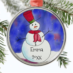 Ornement En Métal Bonhomme de neige de Noël personnalisé