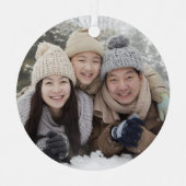 Ornement En Métal Bonnes Fêtes à 1 photo bleu marine à deux côtés (Recto)