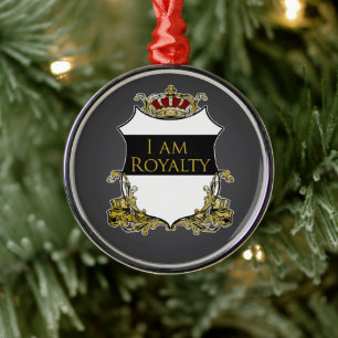 Ornement En Métal Bouclier de Couronne Royale Gris Foncé Luxe