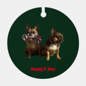 Ornement En Métal Bouledogue français Joyeux Noël (Verso)